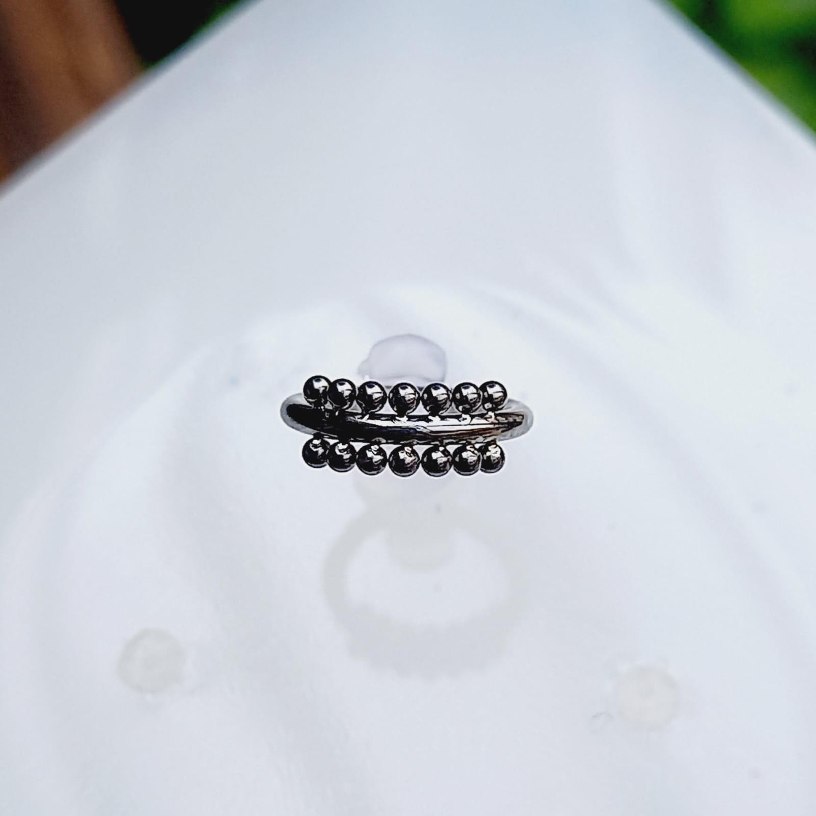 Argolla clicker abalorios doble fila de 14 esferas