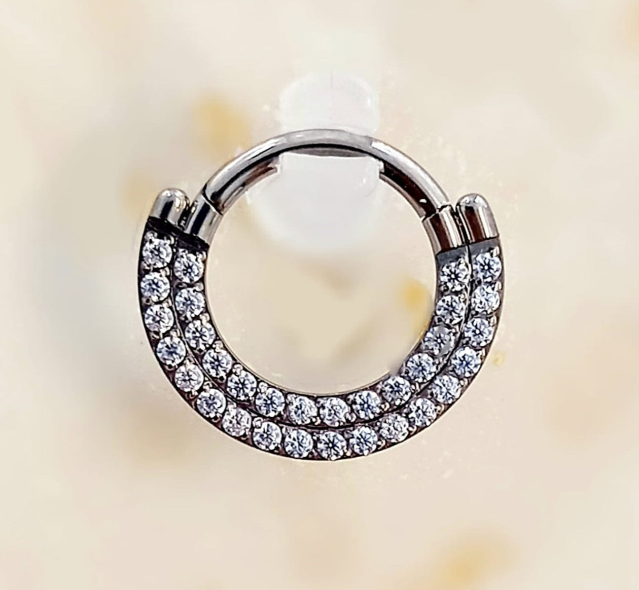 Argolla clicker doble brillo frontal clear