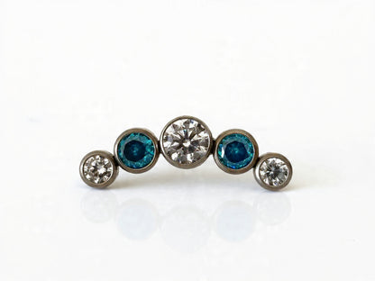 Media luna 5 cristales Azul y clear - titanio grado implante ASTM F-136