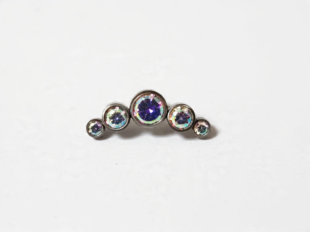 Media luna 5 cristales Aurora boreal  - titanio grado implante ASTM F-136