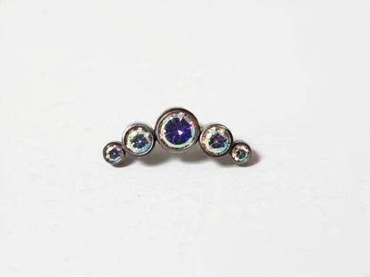 Media luna 5 cristales Aurora boreal  - titanio grado implante ASTM F-136