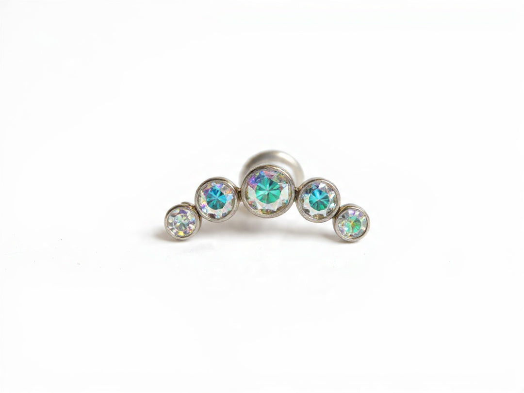 Media Luna 5 cristales Swarovski aurora boreal - titanio grado implante ASTM F-136