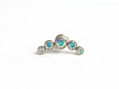 Media Luna 5 cristales Swarovski aurora boreal - titanio grado implante ASTM F-136