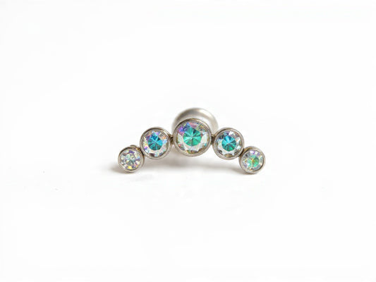 Media Luna 5 cristales Swarovski aurora boreal - titanio grado implante ASTM F-136