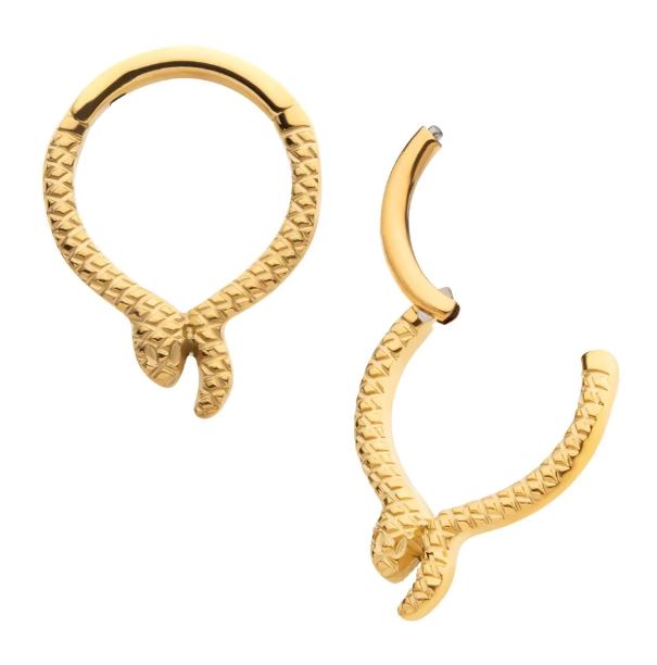 Argolla clicker serpiente PVD en Oro de 24K