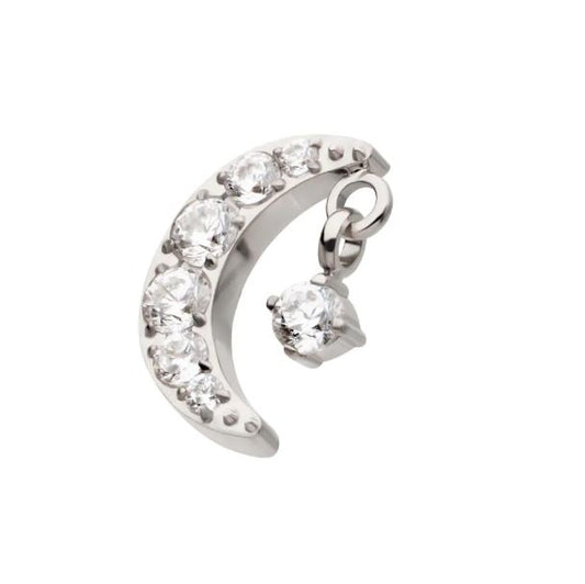 Luna con colgante Cz - titanio grado implante ASTM F-136