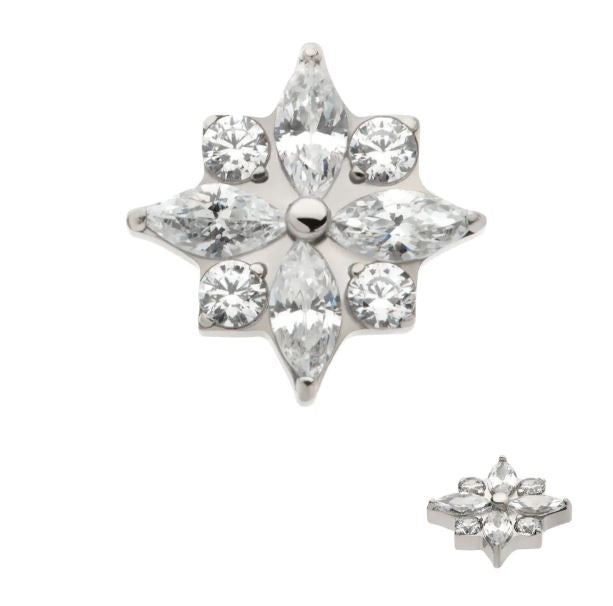 Flor 4 petalos Clear - titanio grado implante ASTM F-136