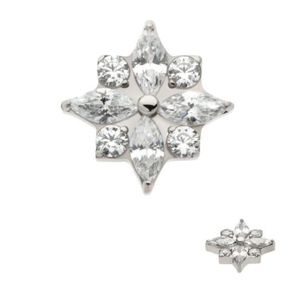 Flor 4 petalos Clear - titanio grado implante ASTM F-136