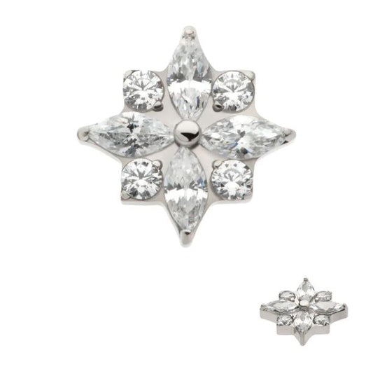 Flor 4 petalos Clear - titanio grado implante ASTM F-136