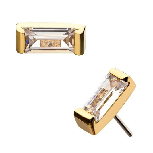 Oro 14k. Rectangulo con Zirconia cúbica