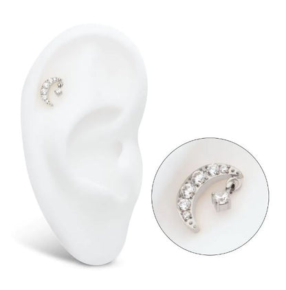 Luna con colgante Cz - titanio grado implante ASTM F-136