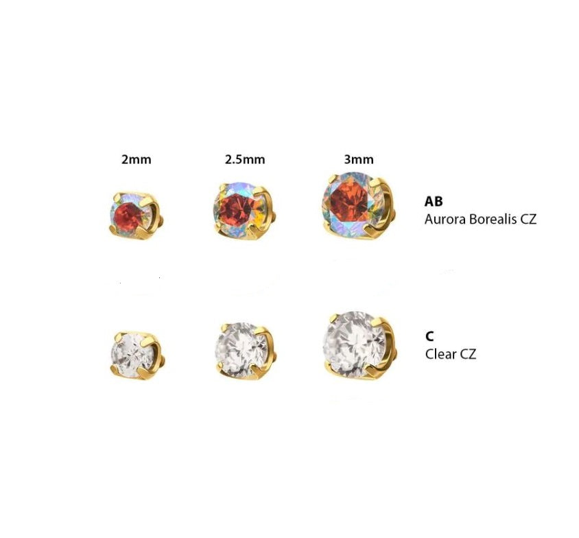 Punto de luz prong set - PVD oro de 24k