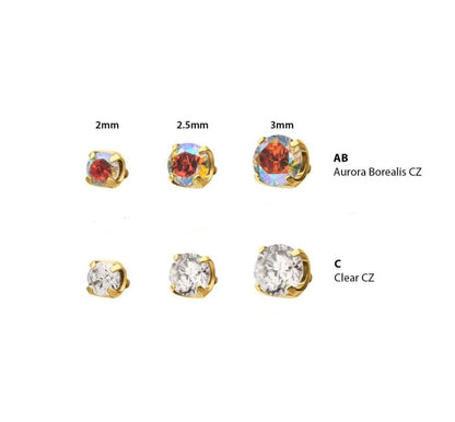 Punto de luz prong set - PVD oro de 24k