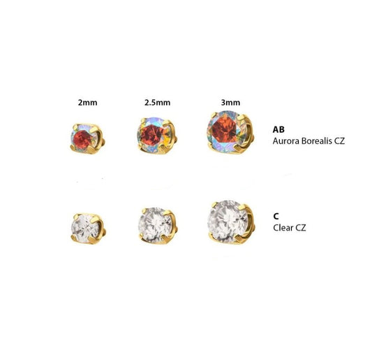 Punto de luz prong set - PVD oro de 24k