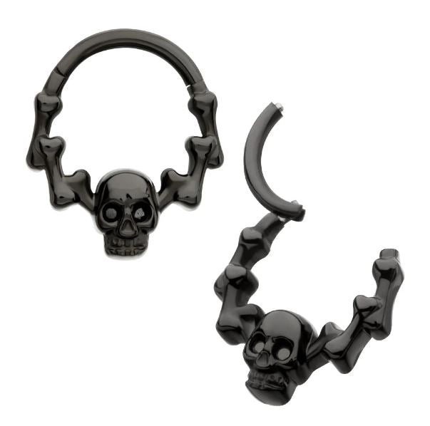 Titanio grado implante. Clicker calavera  y hueso  PVD negro