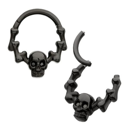 Titanio grado implante. Clicker calavera  y hueso  PVD negro