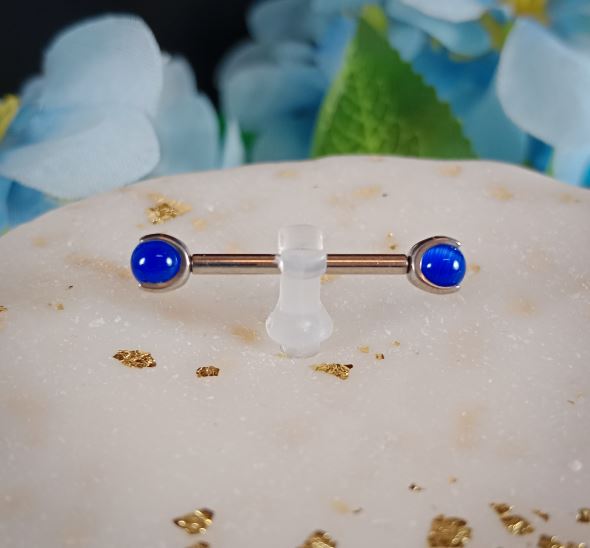 Barbell con esfera Azul - titanio grado implante ASTM F-136