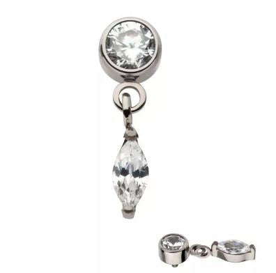 Brillo con colgante clear - titanio grado implante ASTM F-136