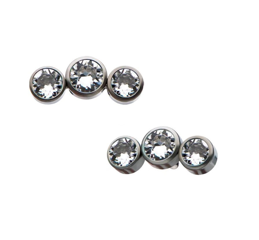 Media luna triple cristal Swarovski clear - titanio grado implante ASTM F-136