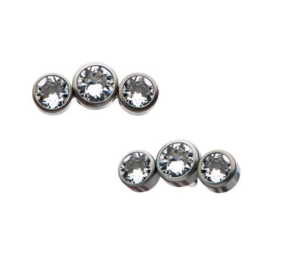 Media luna triple cristal Swarovski clear - titanio grado implante ASTM F-136