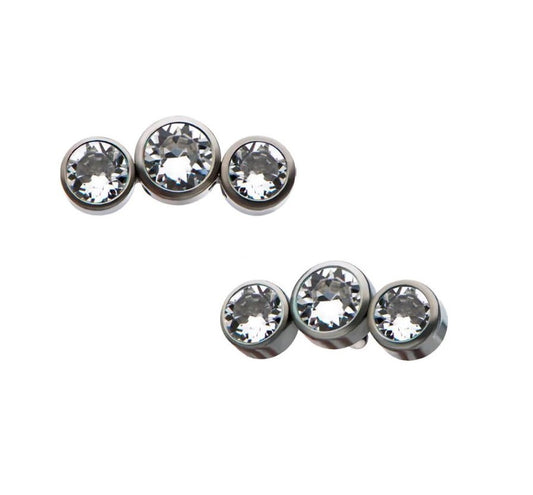 Media luna triple cristal Swarovski clear - titanio grado implante ASTM F-136