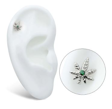 Hoja marihuana - titanio grado implante ASTM F-136