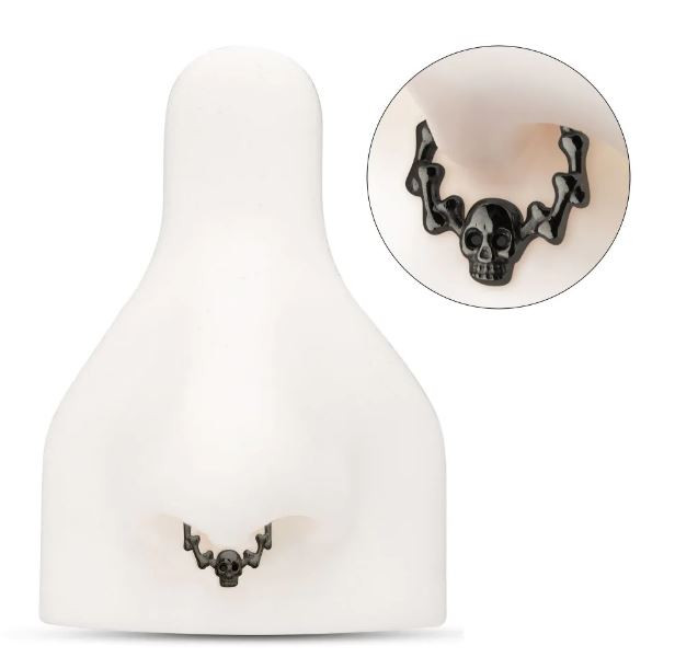 Titanio grado implante. Clicker calavera  y hueso  PVD negro