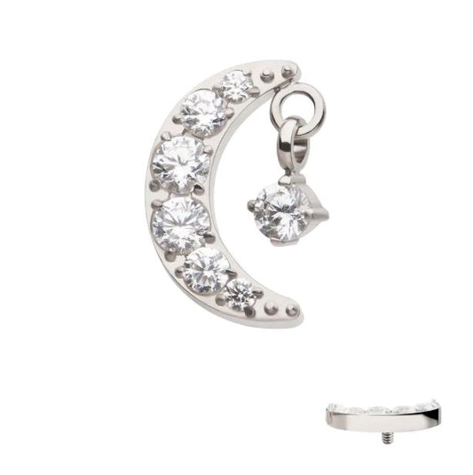 Luna con colgante Cz - titanio grado implante ASTM F-136