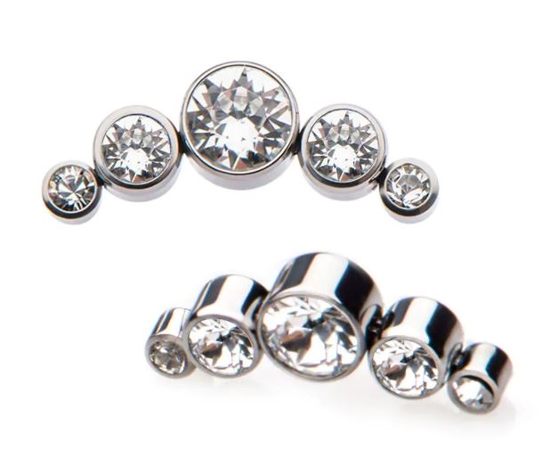 Media luna 5 cristales escalonada clear - titanio grado implante ASTM F-136