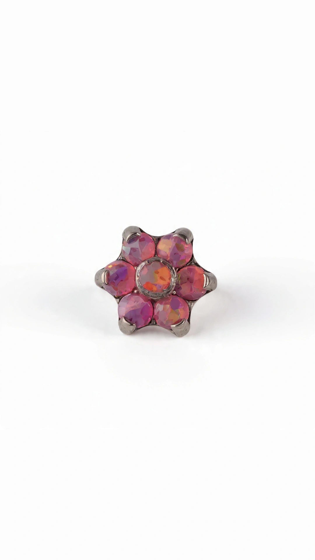 Flor ópalo rosa  5 mm - titanio grado implante ASTM F-136