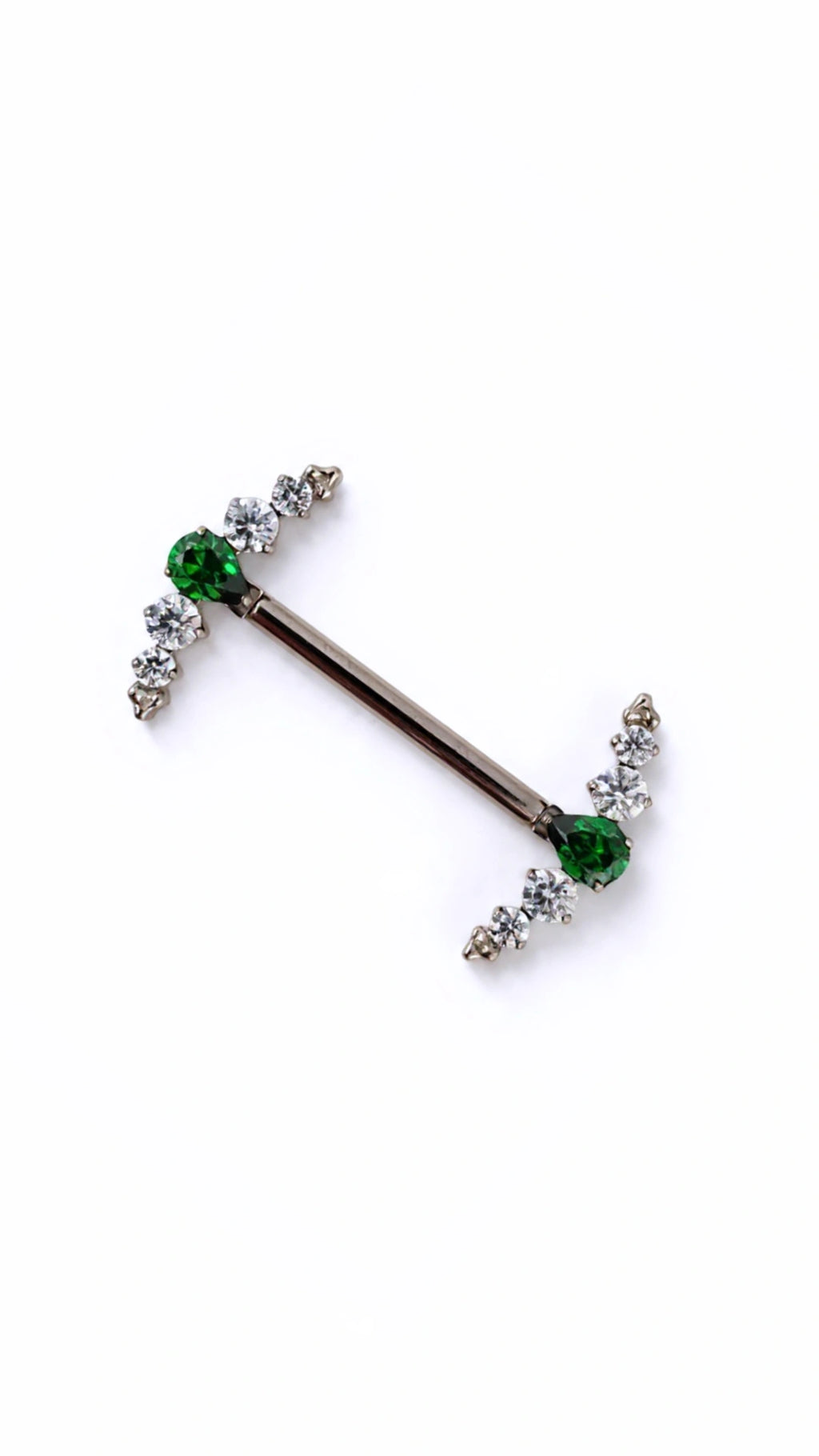 Titanio grado implante. Nipple media luna centro esmeralda