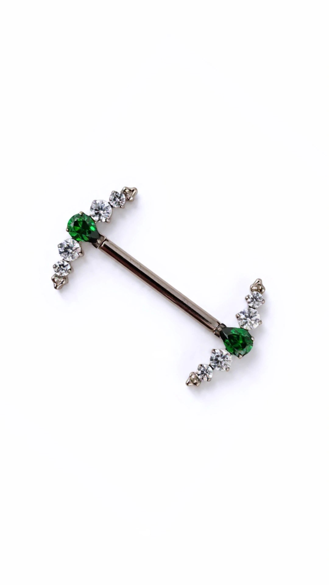 Titanio grado implante. Nipple media luna centro esmeralda