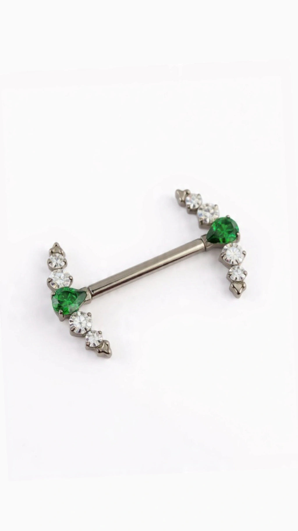 Titanio grado implante. Nipple media luna centro esmeralda