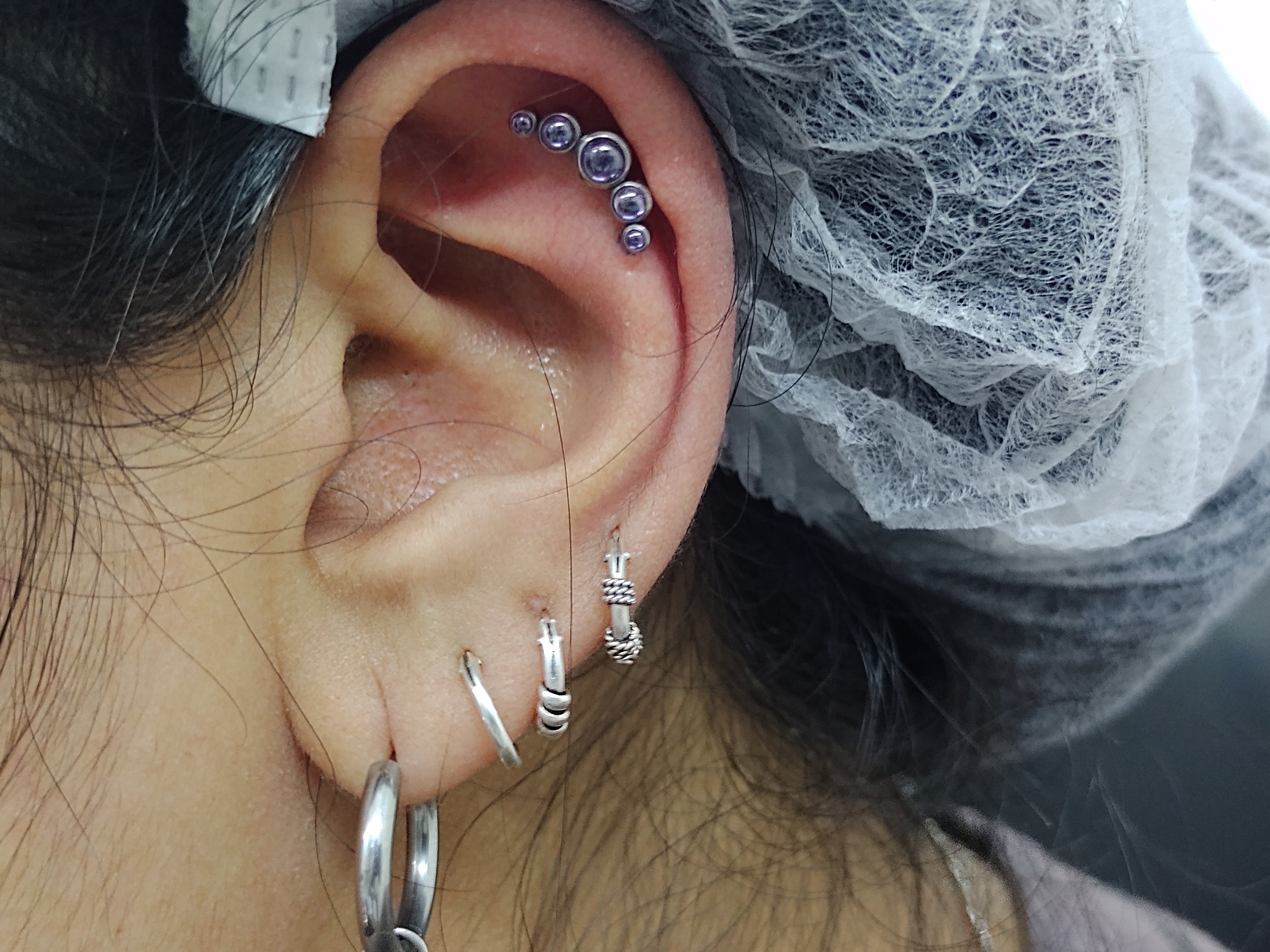 Media Luna 5 cristales amatista 14G - titanio grado implante ASTM F-136