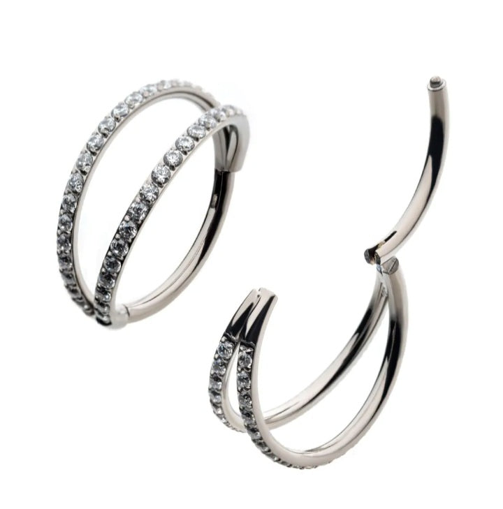 Argolla clicker doble argolla con brillo lateral