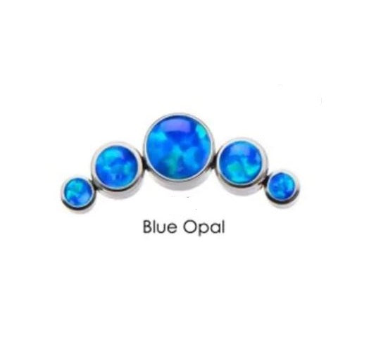 Media luna 5 cristales Ópalo Azul - titanio grado implante ASTM F-136