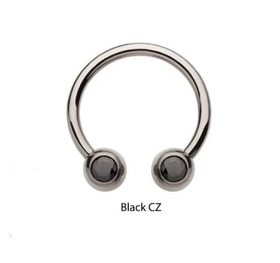 Barbell circular con rosca y cristal swarovski negro