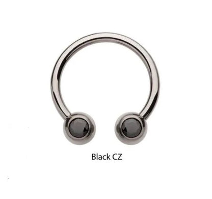 Barbell circular con rosca y cristal swarovski negro