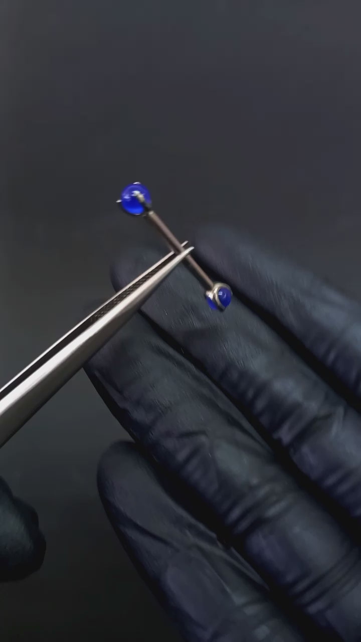 Barbell con esfera Azul - titanio grado implante ASTM F-136