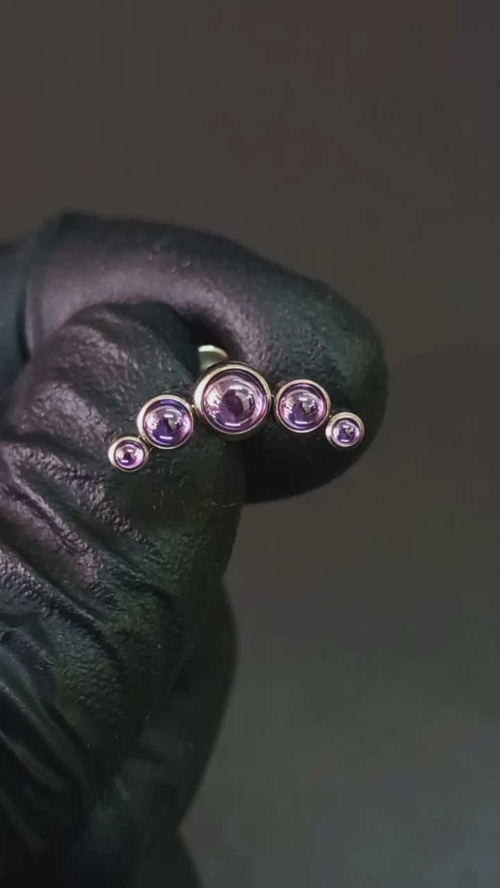 Media Luna 5 cristales amatista 14G - titanio grado implante ASTM F-136